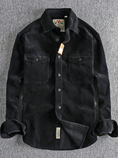 Men's Plus Size Corduroy Long Sleeve Button Up Shirt - Tigbul's Variety Fashion Shop