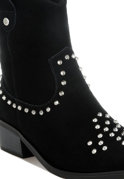 Hira Studs Embellished Cowboy Boots - Tigbul's Variety Fashion Shop