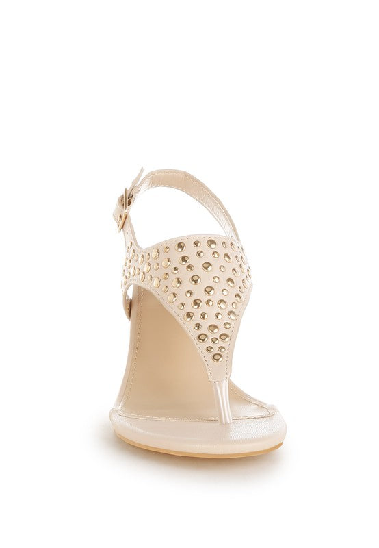 Sappho Studded Thong Toe Wedges - Tigbul's Variety Fashion Shop