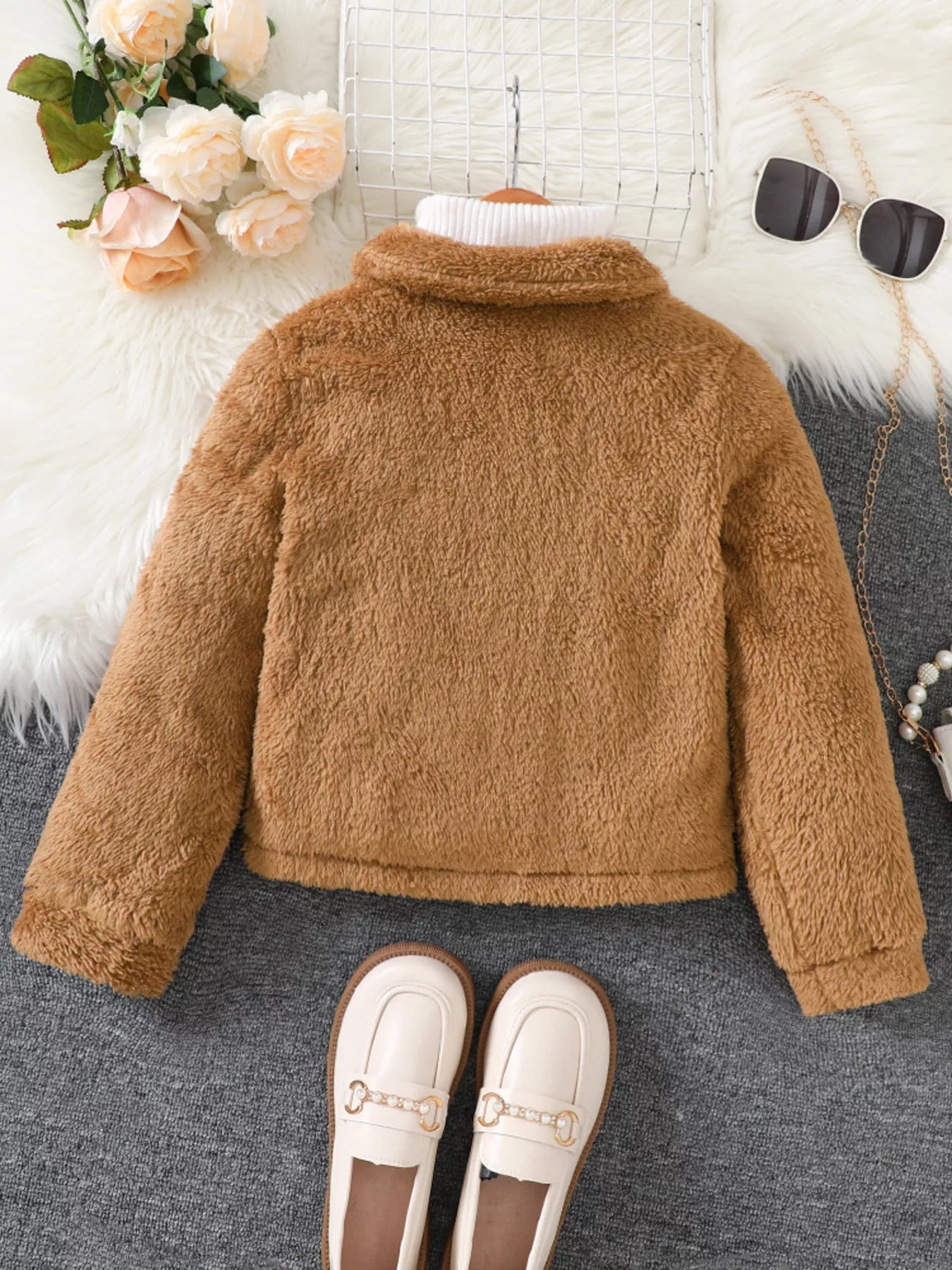 Children's Cozy Faux Shearling Button-Up Outerwear - Tigbuls