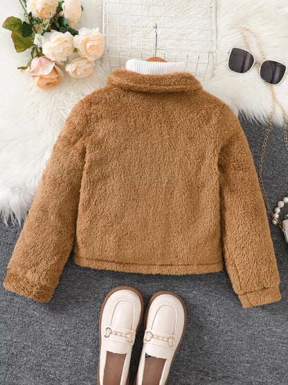 Children's Cozy Faux Shearling Button-Up Outerwear - Tigbuls