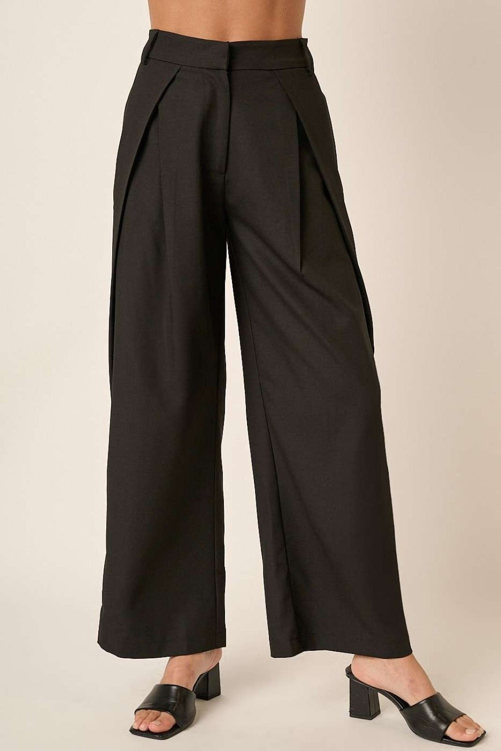 Mittoshop Deep Pleated High Waisted Wide Leg Pants - Tigbul's Variety Fashion Shop