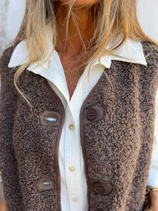 Full Size Cozy Sherpa Fleece Button-Up Vest Coat with Pockets Plus Size - Tigbul's Variety Fashion Shop