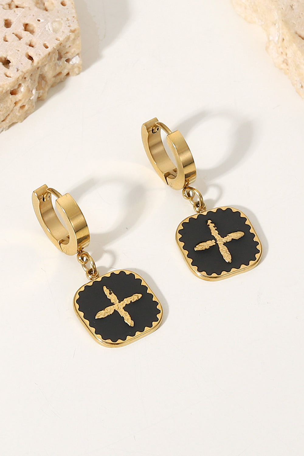 Plus Sign Square Shape Drop Earrings - Tigbul's Variety Fashion Shop