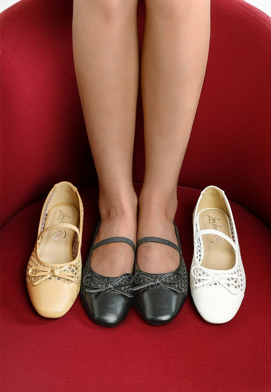 Omela Woven Bow Detail Ballerinas - Tigbul's Variety Fashion Shop