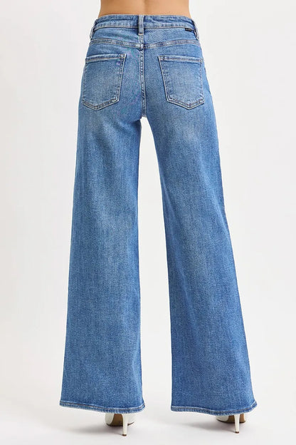 RISEN Full Size High Rise Wide Leg Jeans Plus Size - Tigbul's Variety Fashion Shop