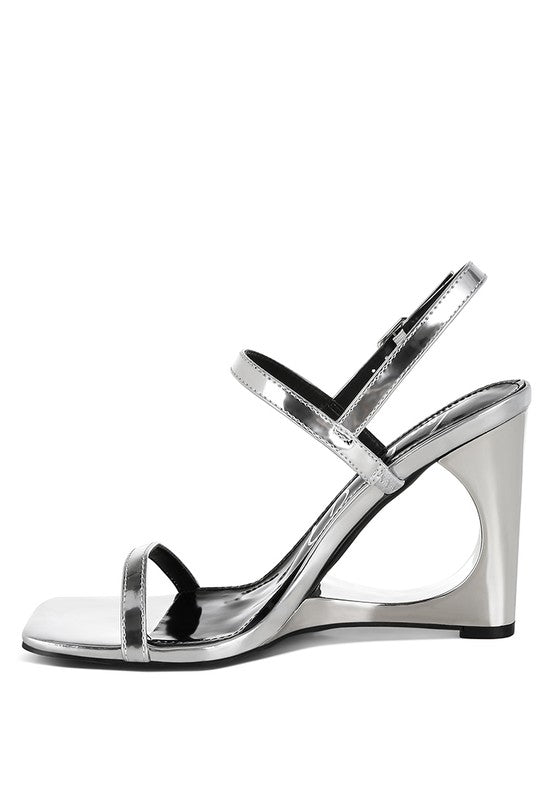 Ladra Metallic Fantasy 3.5" Wedge Heel Sandals - Tigbul's Variety Fashion Shop