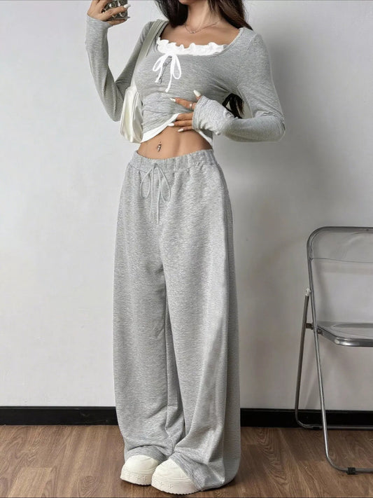Tied Long Sleeve Top and Pants Set - Tigbul's Variety Fashion Shop