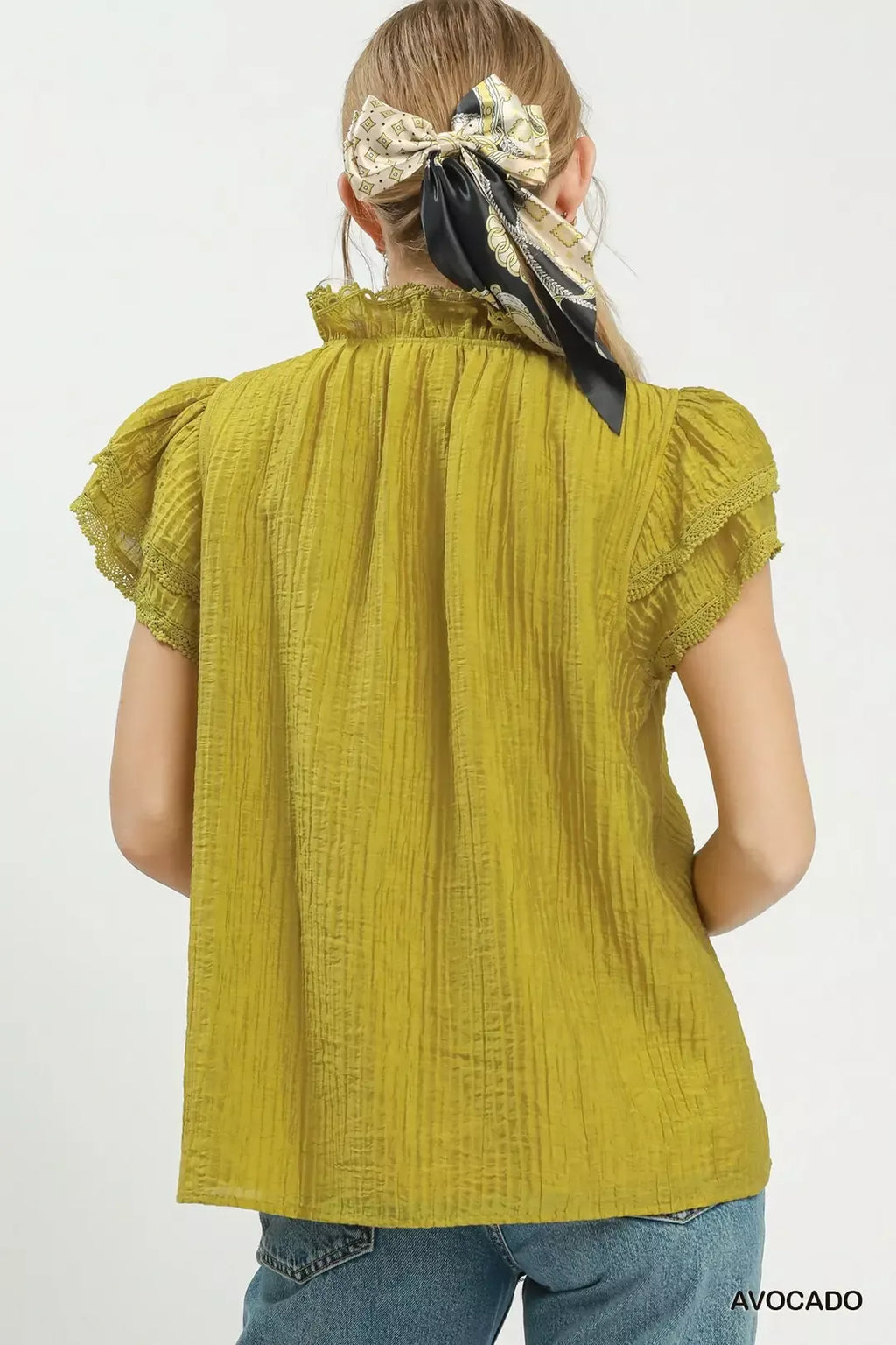 Umgee Lace Trim Ruffle Top - Tigbul's Variety Fashion Shop