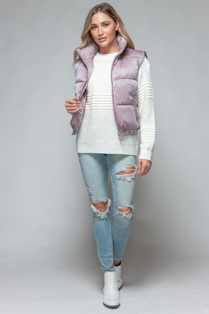 Dark Rose Fine Faux Fur Lining Quilted Vest - Tigbul's Variety Fashion Shop