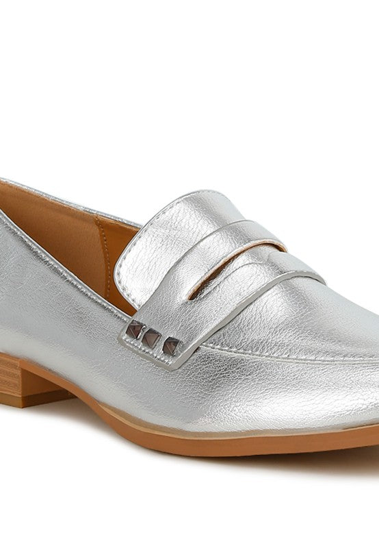 Potania Penny Strap Metallic Loafers - Tigbul's Variety Fashion Shop