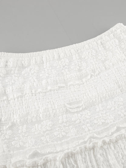 Women's White Lace Tiered Maxi Skirt - Tigbul's Variety Fashion Shop