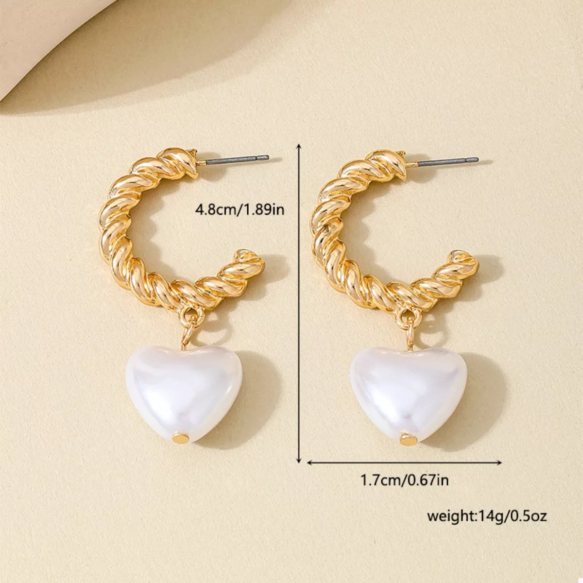 18K Gold-Plated C-Hoop Heart Earrings - Tigbul's Variety Fashion Shop