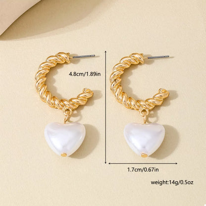 18K Gold-Plated C-Hoop Heart Earrings - Tigbul's Variety Fashion Shop
