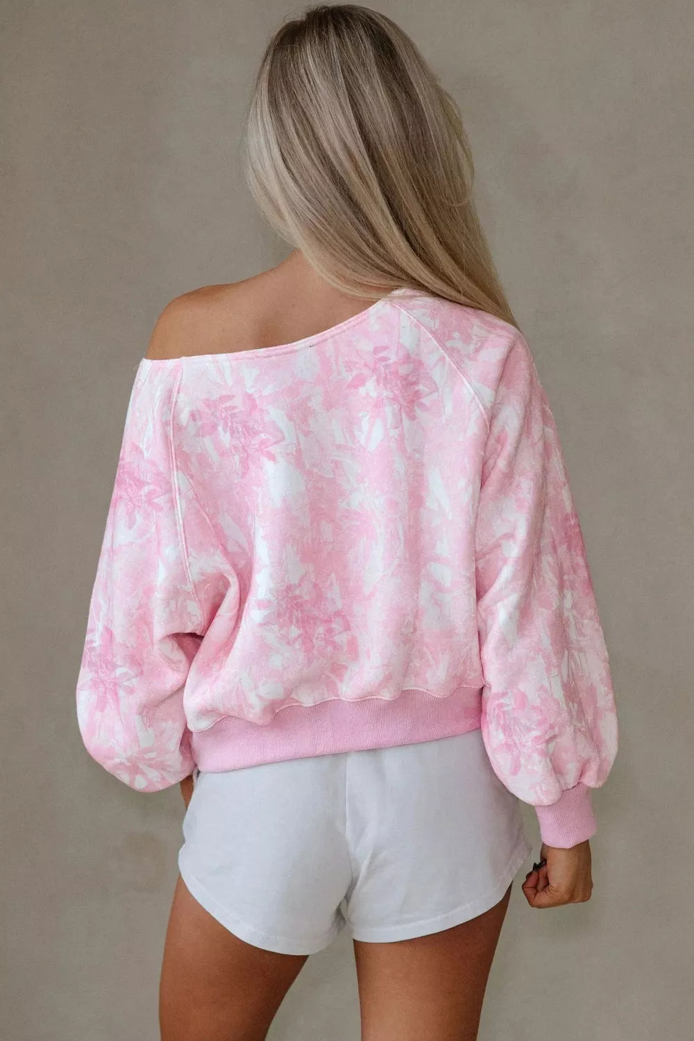 Floral Print One-Shoulder Oversized Sweatshirt - Tigbul's Variety Fashion Shop