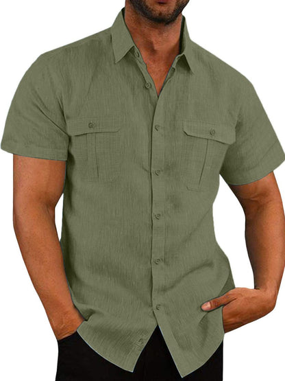 Men's Plus Size Collared Neck Short Sleeve Shirt - Tigbul's Variety Fashion Shop