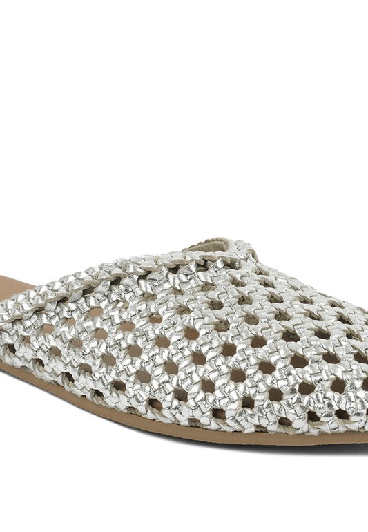 Wendigo Woven Real Leather Mules - Tigbul's Variety Fashion Shop