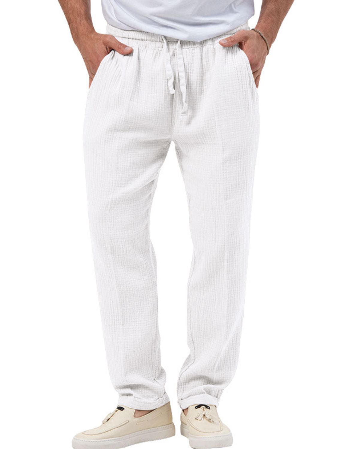 Men's Plus Size Drawstring Texture Pants - Tigbul's Variety Fashion Shop