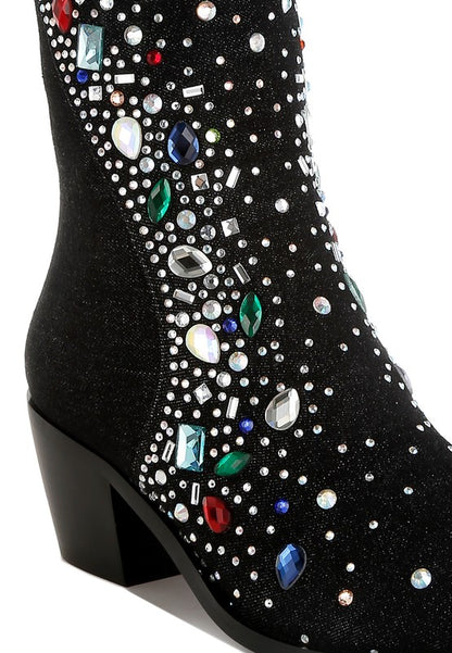 Starlit Multi Color Stones Embellished Boots - Tigbul's Variety Fashion Shop