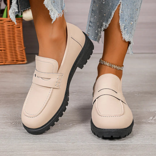 Round Toe Block Heels Loafers - Tigbul's Variety Fashion Shop