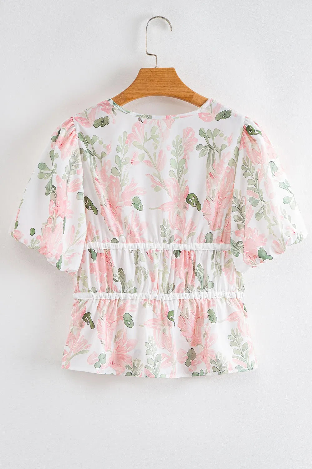 Tied Printed Short Sleeve Blouse - Tigbul's Variety Fashion Shop