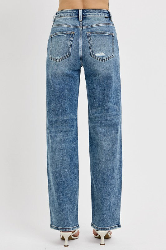 Blue Distressed Wide Leg Jeans - Tigbul's Variety Fashion Shop