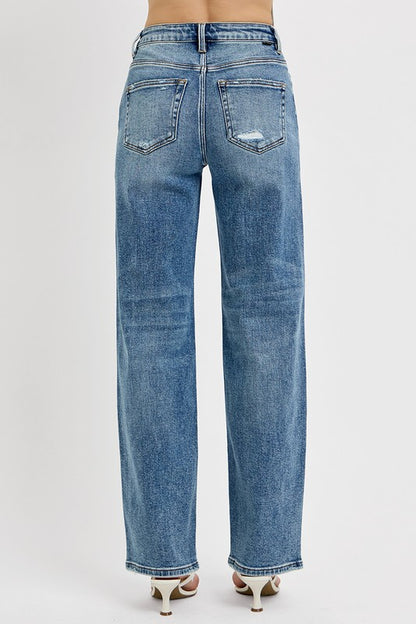 Blue Distressed Wide Leg Jeans - Tigbul's Variety Fashion Shop
