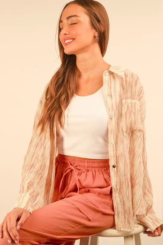 Plus Size Oversized Printed Button Up Shirt - Tigbul's Variety Fashion Shop