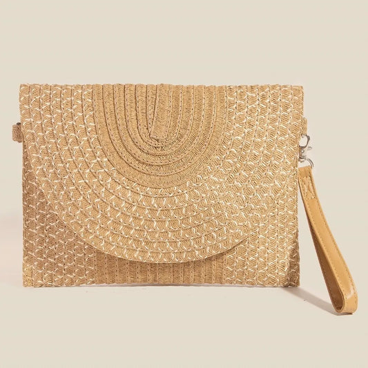 Tan Tight Woven Envelope Clutch Bag - Tigbul's Variety Fashion Shop