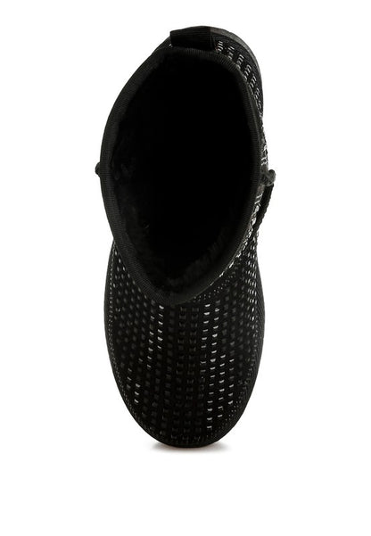 Xoras Chunky Rhinestones Ankle Boots - Tigbul's Variety Fashion Shop