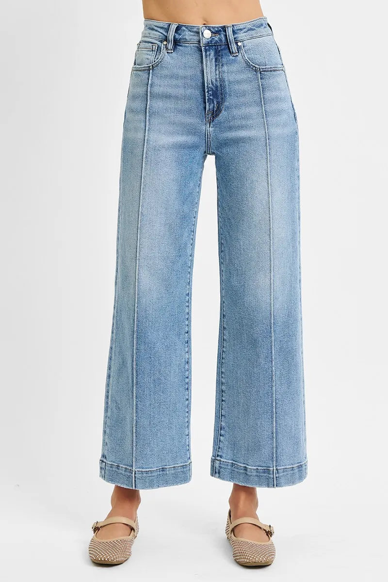 RISEN Full Size High Rise Crop Wide Leg Jeans Plus Size - Tigbul's Variety Fashion Shop