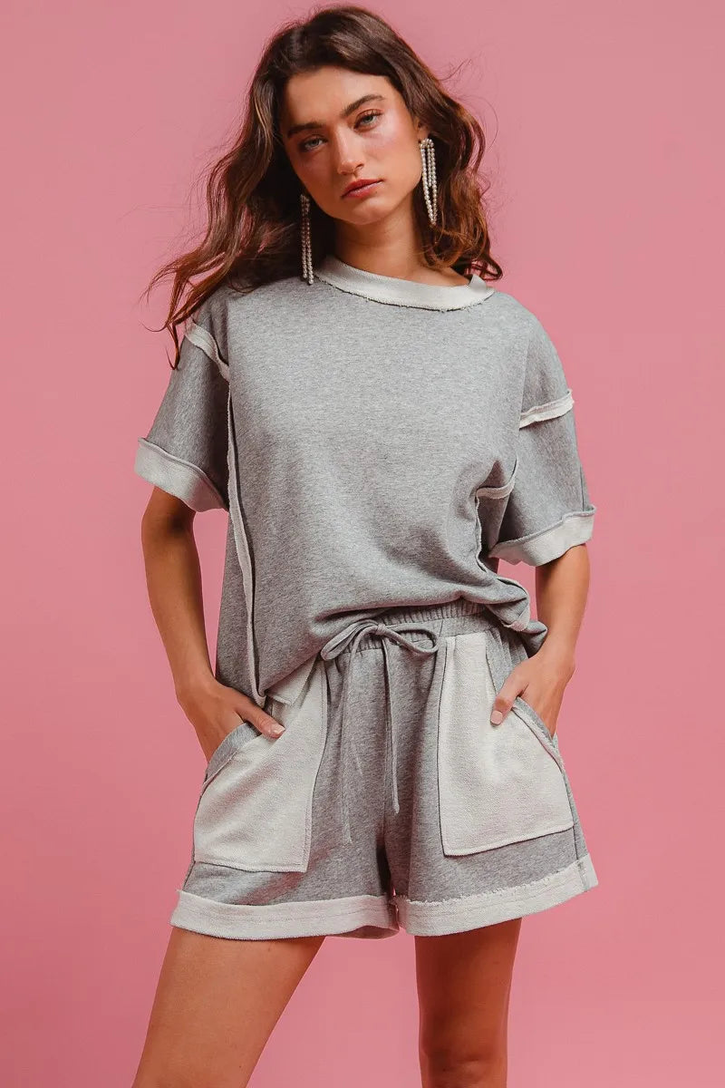 BiBi French Terry Knit Shorts with Side Pocket - Tigbul's Variety Fashion Shop