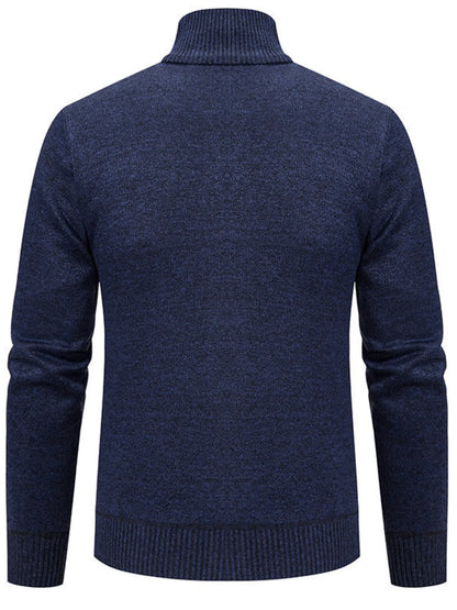Men's Plus Size Zip-Up Cardigan with Stand Collar - Tigbul's Variety Fashion Shop