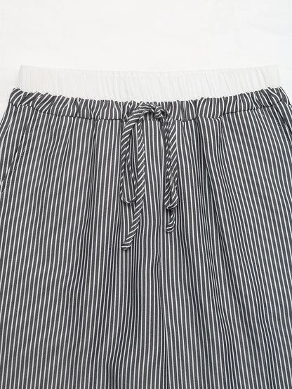 Striped Wide Leg Drawstring Pants - Tigbul's Variety Fashion Shop
