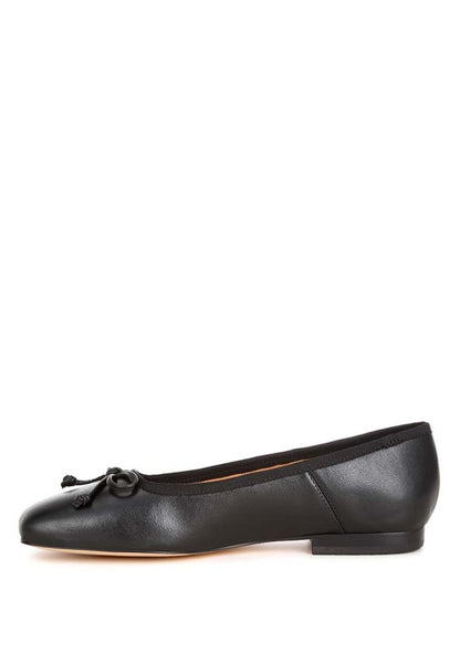 Lutten Genuine Leather Square -Toe Bow Ballerinas - Tigbul's Variety Fashion Shop