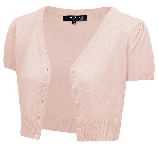 Cropped Bolero Button Down plus Cardigan Sweater - Tigbul's Variety Fashion Shop