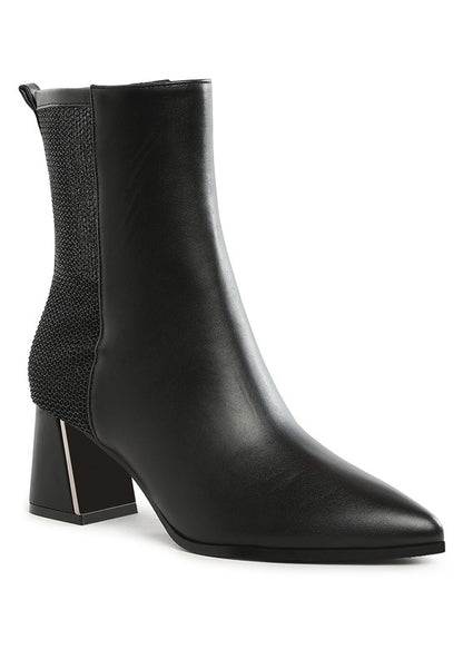 Mimosa Mesh Detail Pointy Ankle Boots - Tigbul's Variety Fashion Shop