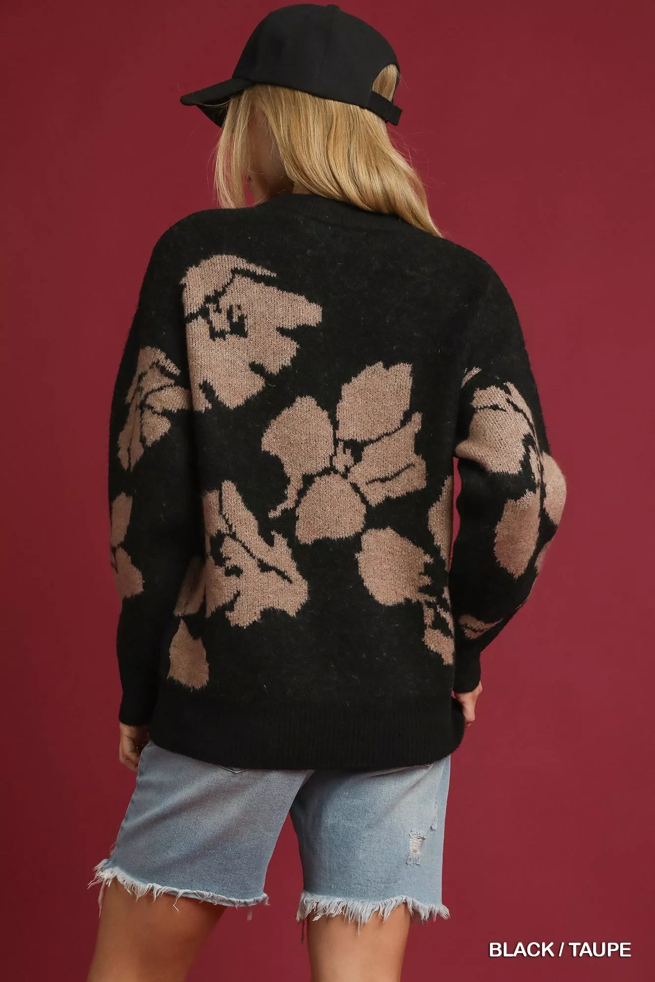 Umgee Floral Long Sleeve Sweater - Tigbul's Variety Fashion Shop