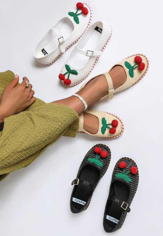 Brunch Date Cherry Accent Mary Jane Flats - Tigbul's Variety Fashion Shop