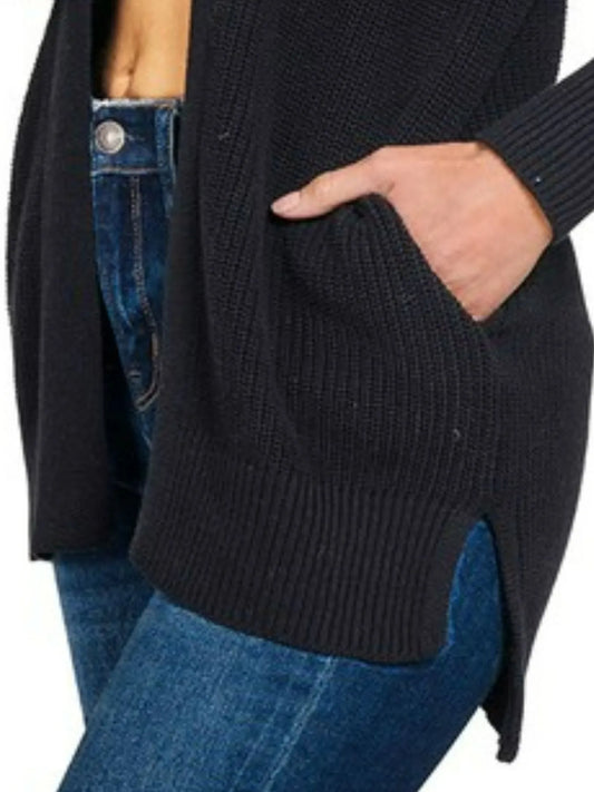 Zenana Eyelet Open Sweater Cardigan with Pockets - Tigbul's Variety Fashion Shop