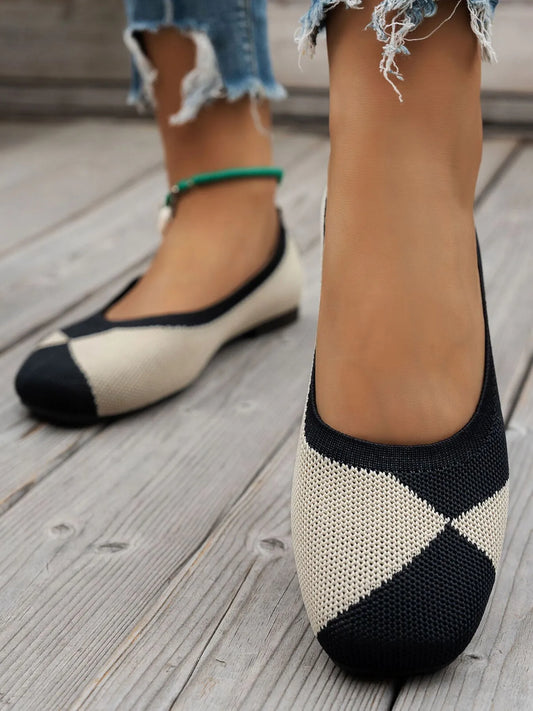 Color Block Knit Slip-On Loafers - Tigbul's Variety Fashion Shop