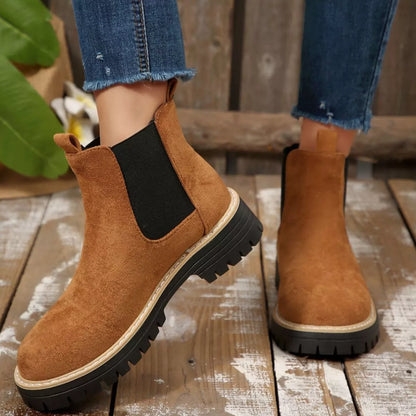 Round Toe Block Heels Boots - Tigbul's Variety Fashion Shop