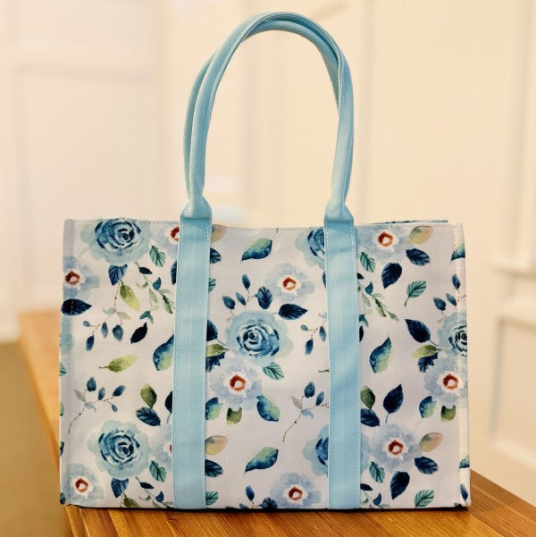Bloom Blue Floral Couture Tote - Tigbul's Variety Fashion Shop