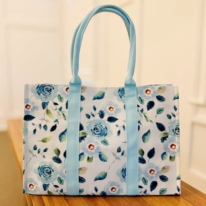 Bloom Blue Floral Couture Tote - Tigbul's Variety Fashion Shop