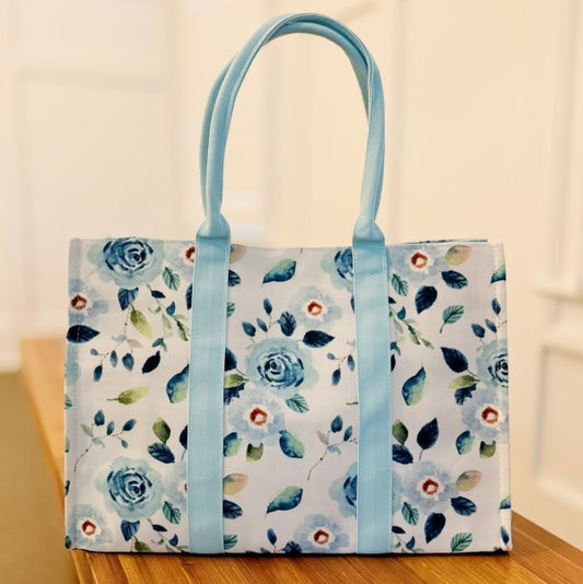 Bloom Blue Floral Couture Tote - Tigbul's Variety Fashion Shop