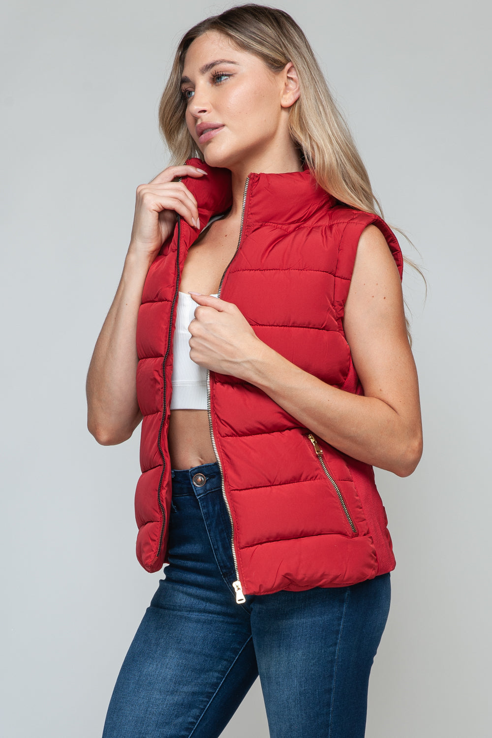 Snobbish Zip Up Turtleneck Vest with Pockets - Tigbul's Variety Fashion Shop