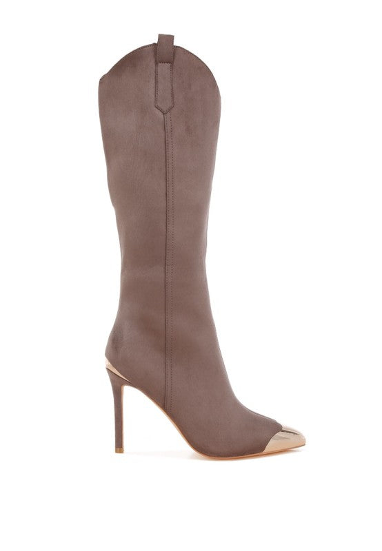 Ridda Metallic Cap Toe Denim Boots - Tigbul's Variety Fashion Shop