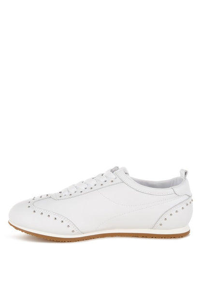 Odaya Studded Real Soft Leather Sneakers - Tigbul's Variety Fashion Shop