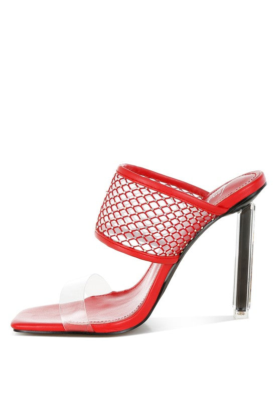 Salween Clear Embellished Square Toe Heels - Tigbul's Variety Fashion Shop