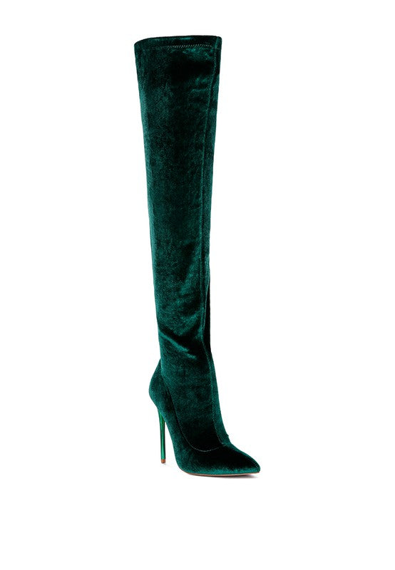 Stiletto Velvet Over The Knee Boots - Tigbuls Variety Fashion